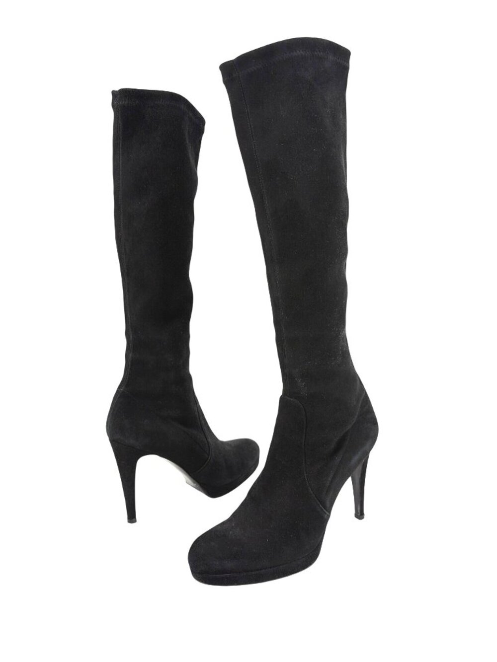 L.K. Bennett Belle Black Suede Womens Knee-High Stiletto Heel Boots Womens 7